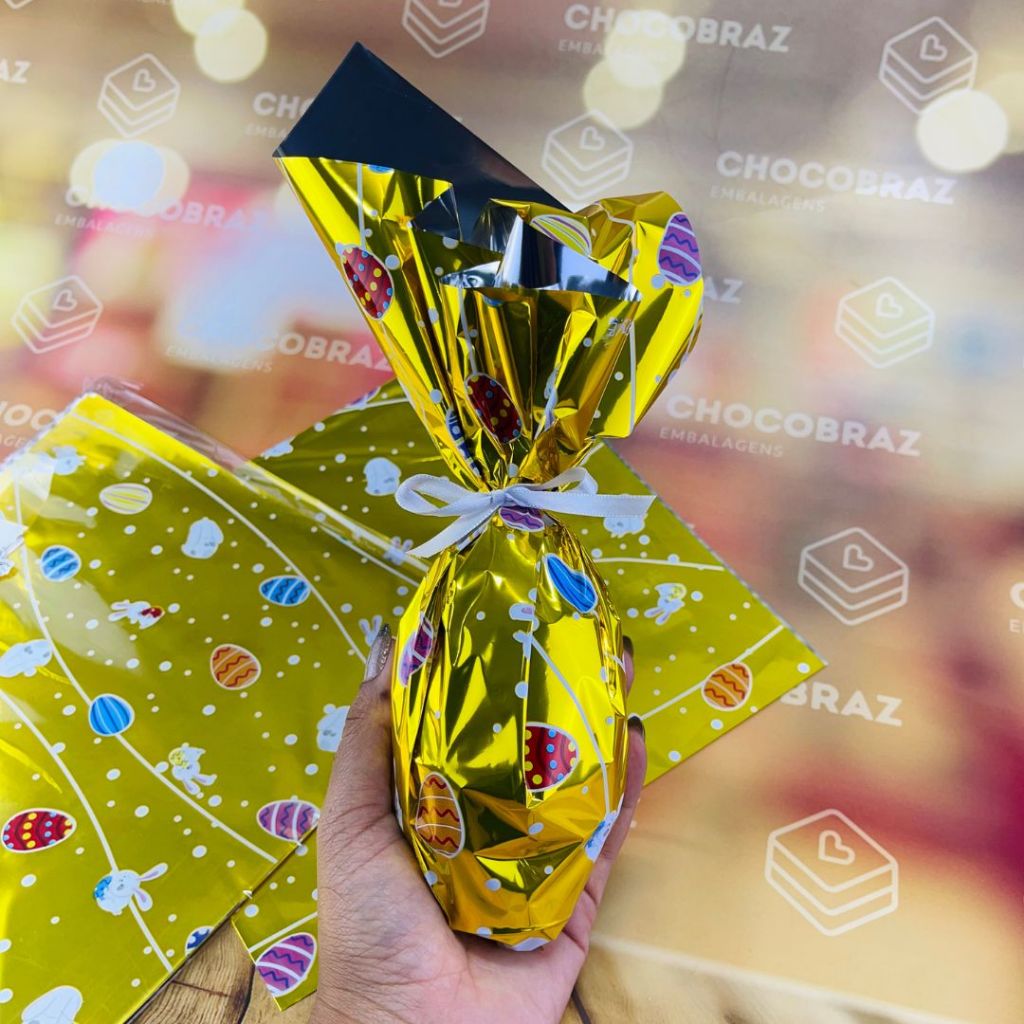 25~100 SACOS EXPRESSS  P/OVO DE PÁSCOA COELHOS AMARELO  OVO PÁSCOA 100G a 150G - 24X24 CM  INOVE em Oferta na Shopee