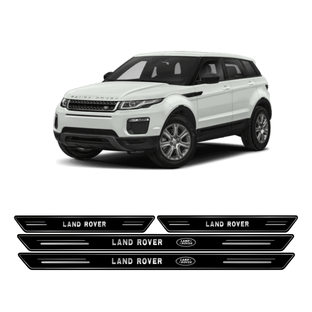 Soleira Porta Protetor LAND ROVER 4 Peças Resinada Adesivo PL PRETO