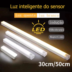 50CM Luz LED Sem Fio Com Sensor Inteligente Para Guarda-Roupa Quarto Cozinha Carregamento USB