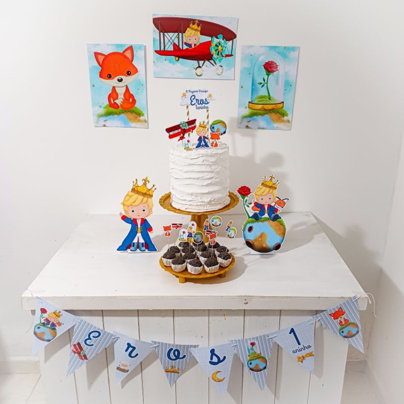 Kit Festa O pequeno príncipe loiro Personalizado Só Um Bolinho Festa em Casa Aniversário Infantil adulto Mesversário