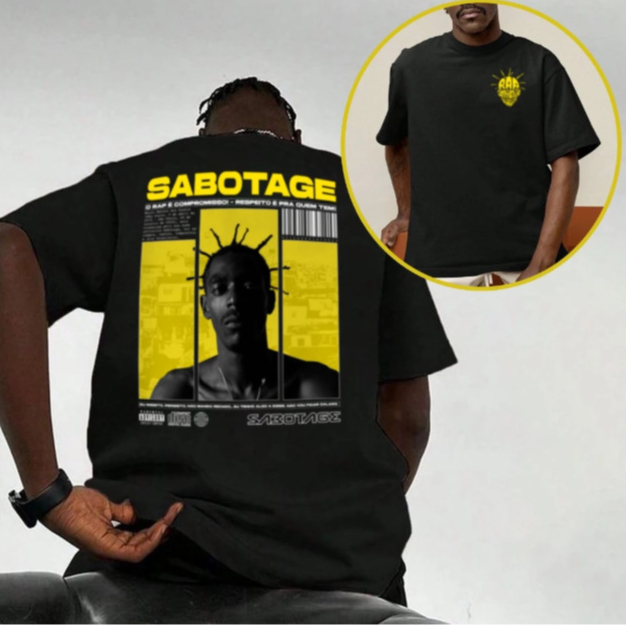 Camiseta Oversized Masculina Streetwear Sabotage GS em Oferta na Shopee