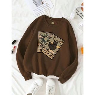 Moletom Careca Cartas De Tarô (FRENTE) Gola Redonda Casaco Feminino Masculino Flanelado Unissex Inverno Frio Algodão Blu
