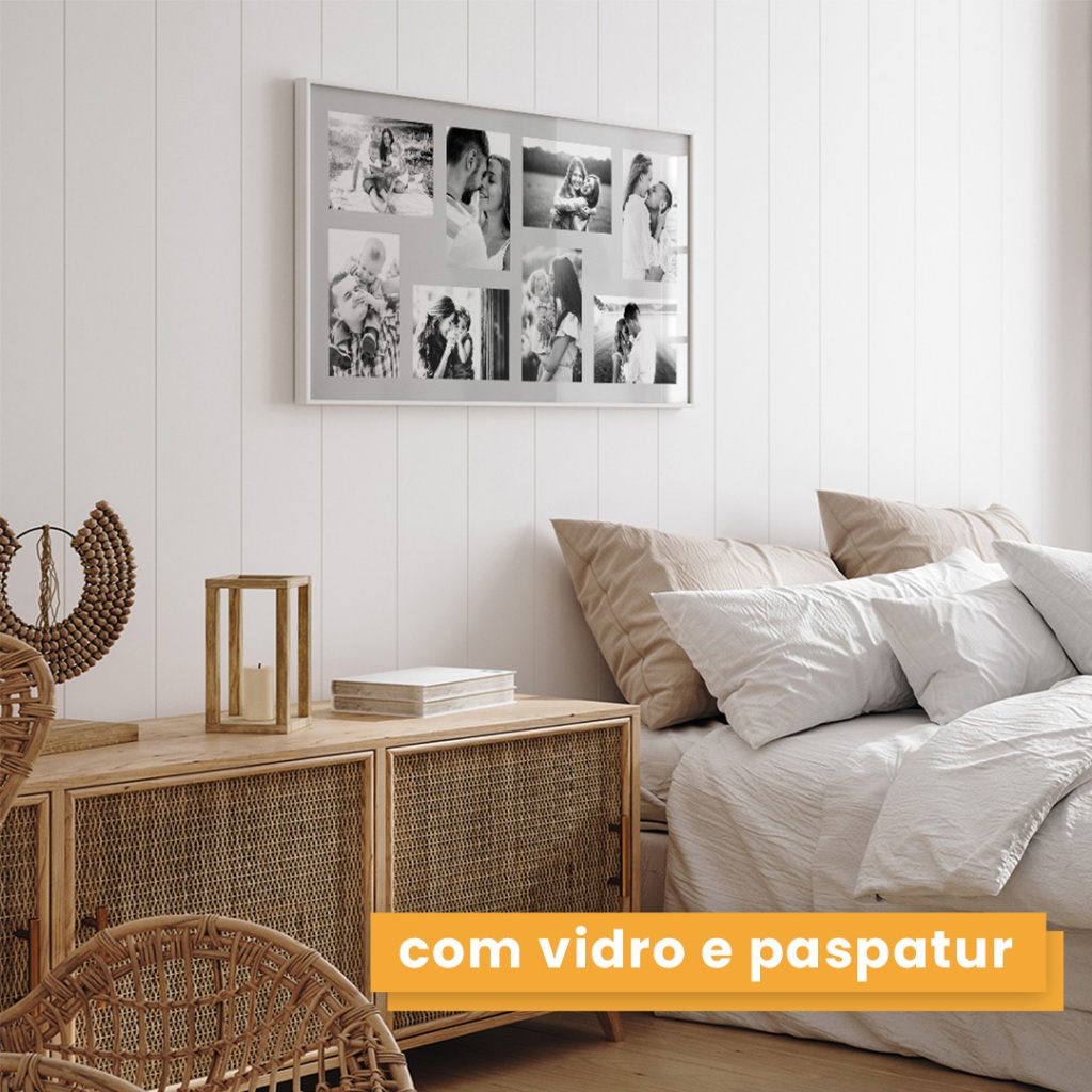 Painel Quadro Multifotos Parede 8 Fotos 10x15 Vidro em Oferta na Shopee