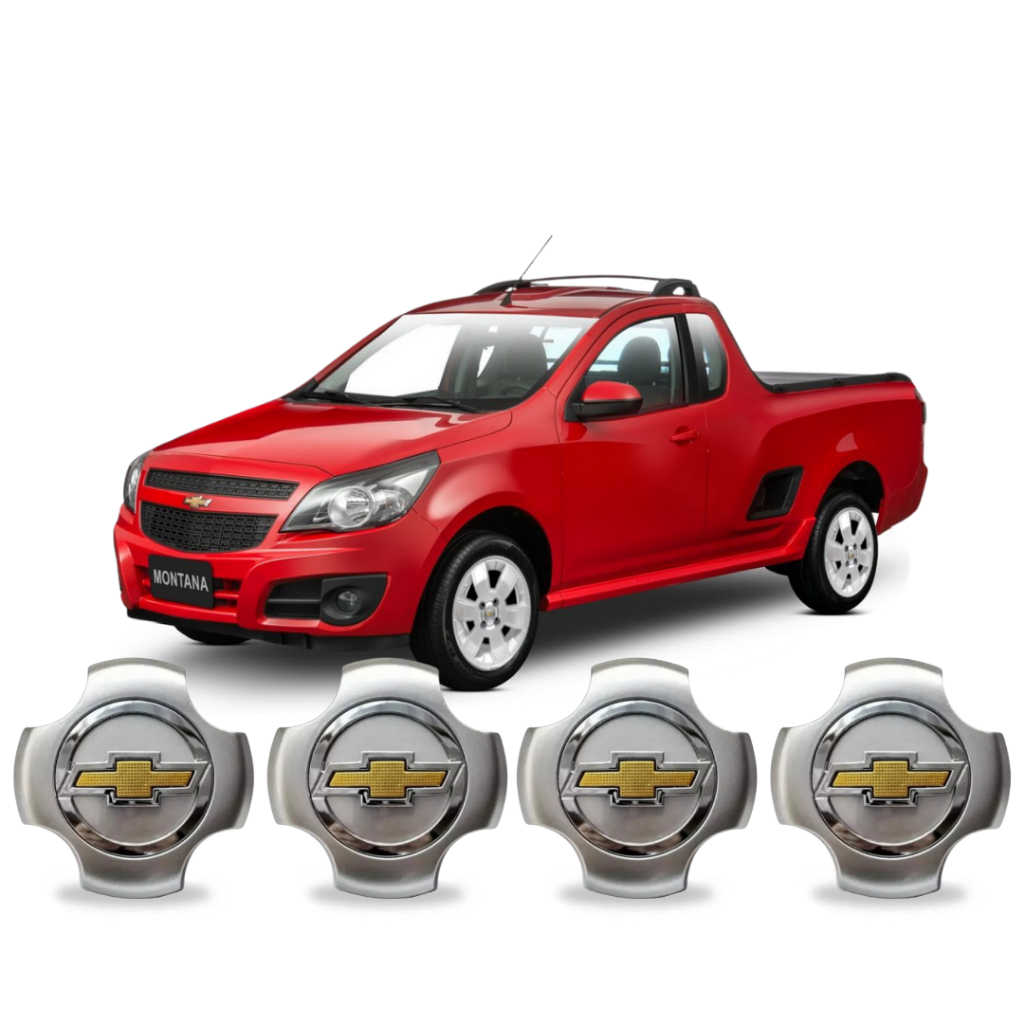 Jogo 4 Calota Centro Roda Gm Montana Sport Prata Dourado em Oferta na Shopee
