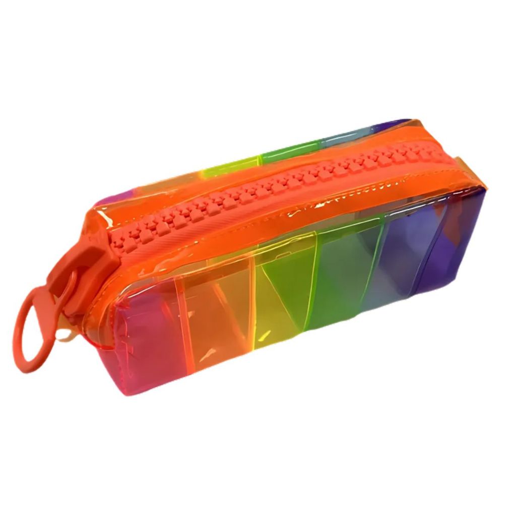 Estojo Grande Nécessaire Estojo Escolar Colorido Ziper Gigante Trend Colors Ziper Grande Estojo Neon