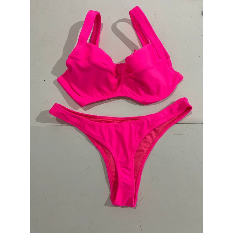 conjunto de biquíni plus size (top agatha + fio dental inteiro laterais finas)