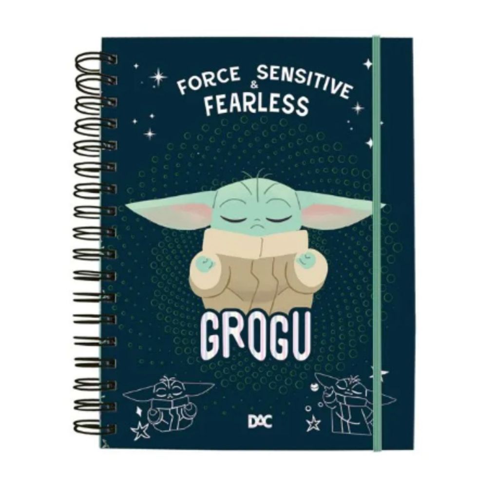 Caderno Smart Inteligente Escolar Infantil 80 Folhas Reposicionáveis Mini Star Wars Baby Yoda Disney Dac