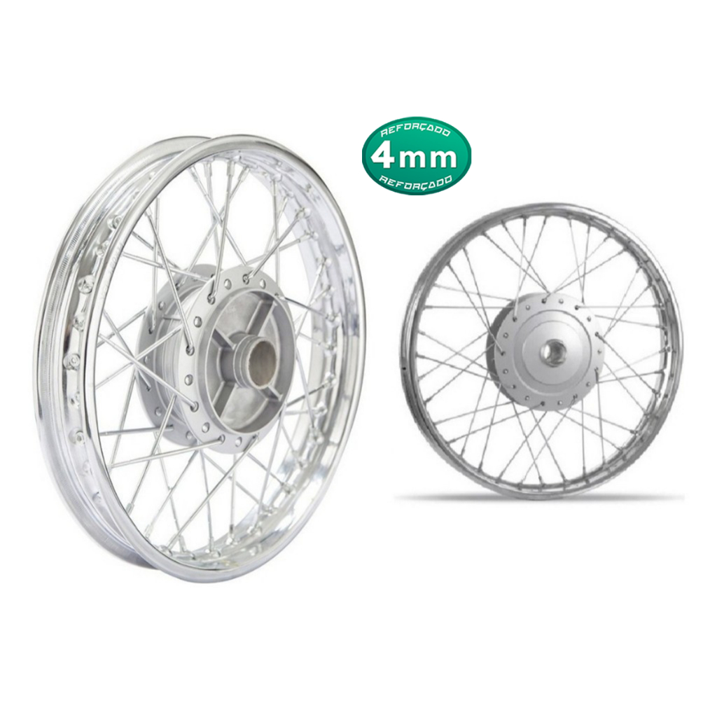 Par Roda Biz 100 Biz 110 Biz 125 (Todas) 2006 Em Diante Biz 110 4mm Cromado Raiada Alinhada
