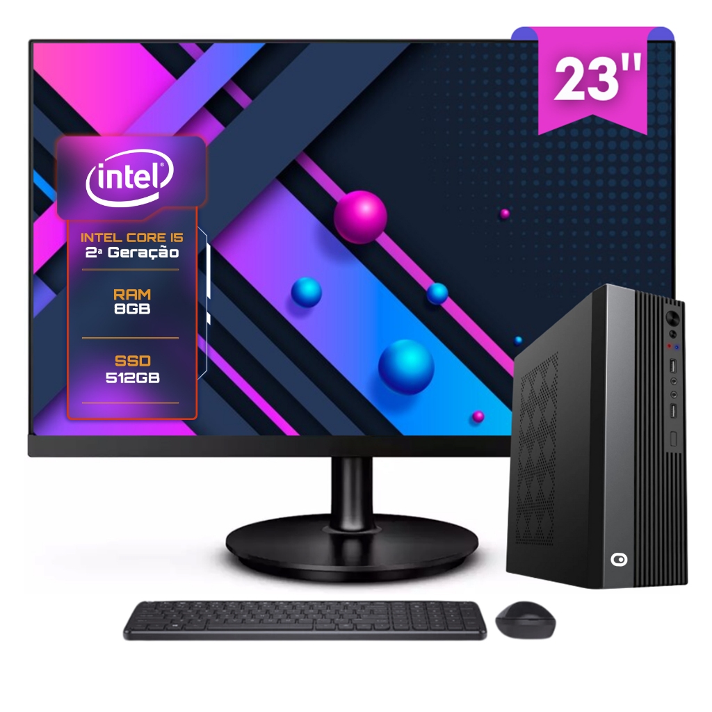 Computador Completo 2Eletro Slim Intel Core i5, 8GB, 512GB, Bivolt, 23" Full HD - CD2E-0129SL