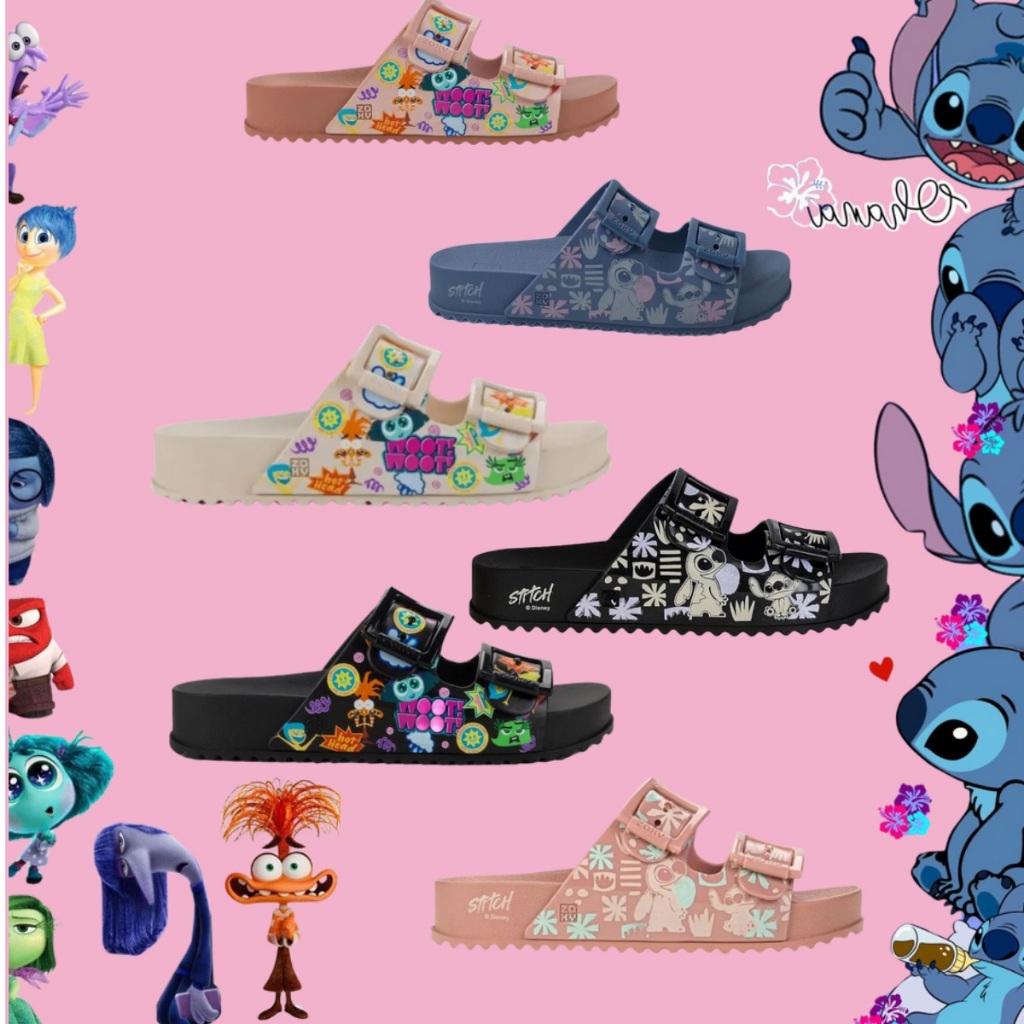 Chinelo Papete Zaxy Personagens Divertidamente Stitch Partner Cores Lançamento