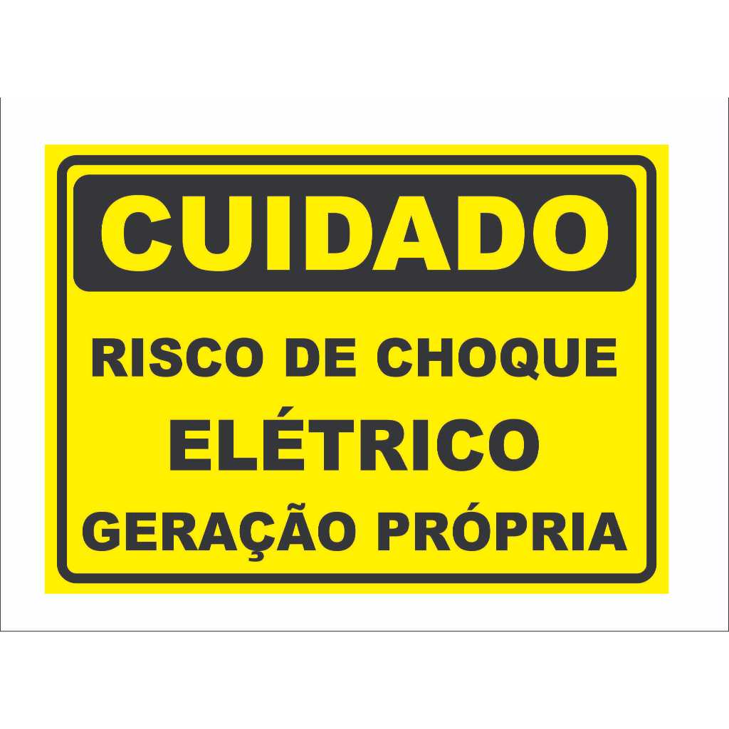Kit2 Placa Sinalização Risco Choque Elétrico Geração Própria