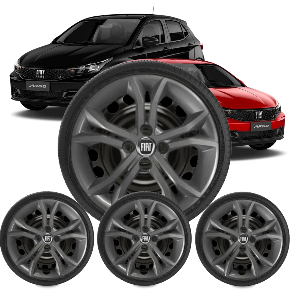 Jogo Calota 297cp Aro 15 Grafite Argo 2023 P em Oferta na Shopee