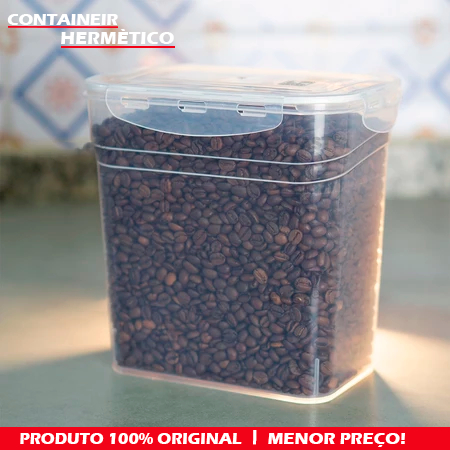 Kit 3 Potes Container Hermético Plástico Com  Trava  de  Segurança  Café, Feijão, Açúcar, Arroz 900ml / 2,8 / 4,5 Litros