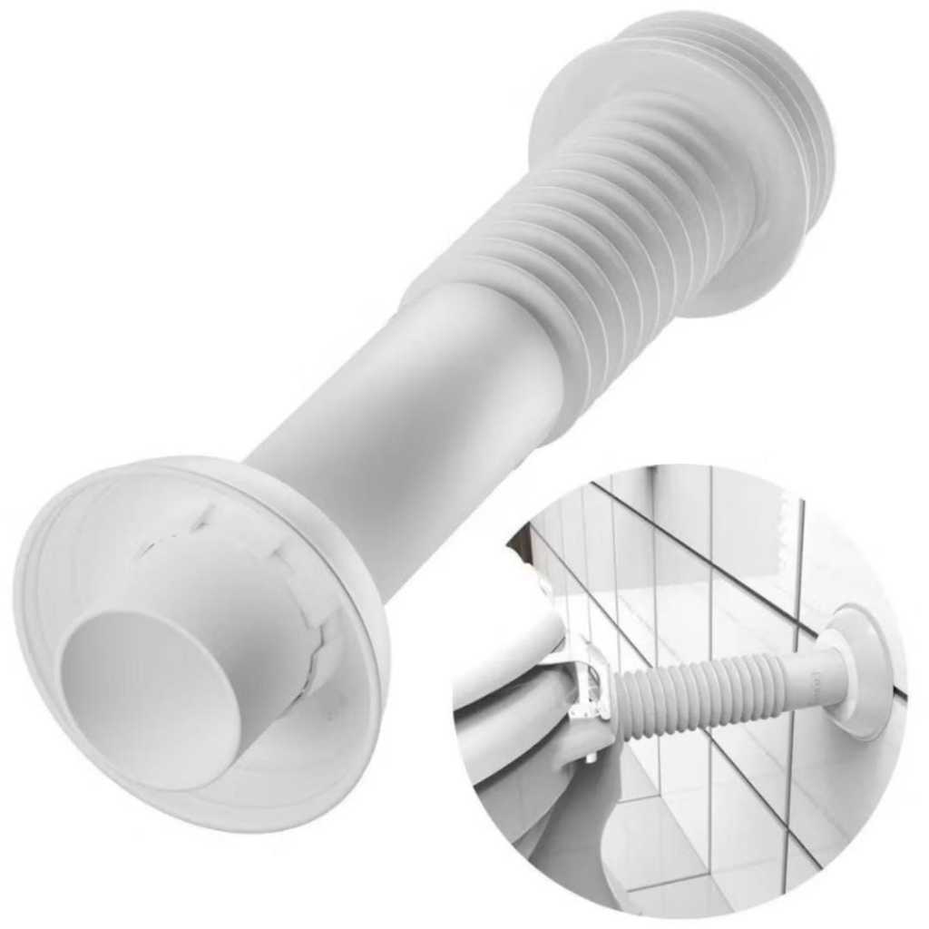 Tubo de Ligação Ajustável Branco Para Vaso Sanitário Com Espude Extensível E Canopla Resistente Universal
