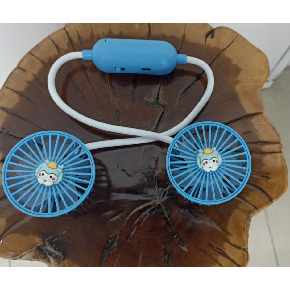 Ventilador Portátil Mini Recarregável P/ Pescoço Esporte Usb - 2 Enfeites de Bicho p/cada Ventilador