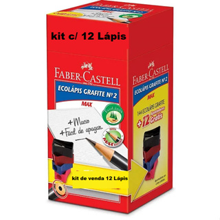 Lápis Preto Kit c/12  Un. Ecolápis Nº2 Escolar Faber Castell Produzido com madeira 100% reflorestada em Oferta na Shopee