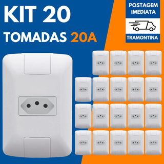 KIT 20 Conjuntos Tomada Simples 20A Tramontina Linha Aria Original com Nota Fiscal em Oferta na Shopee