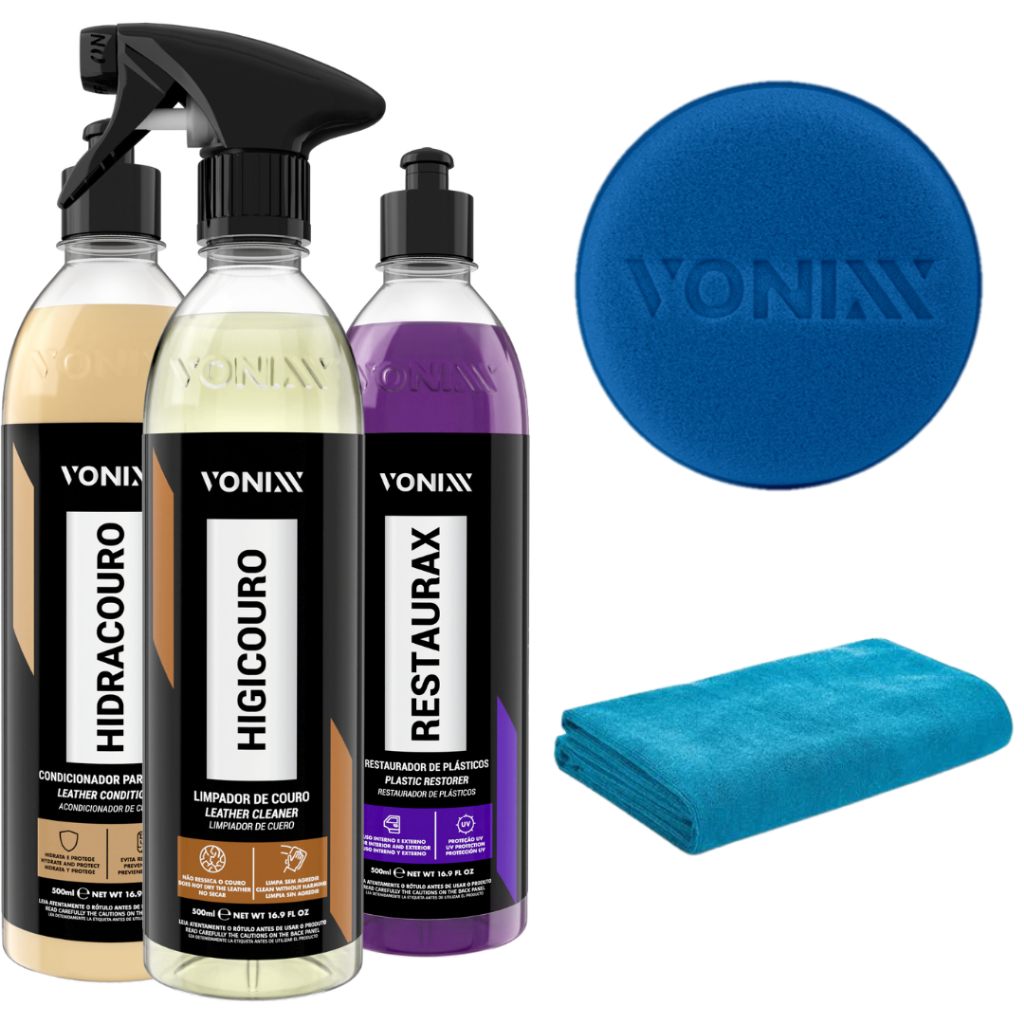 Kit Vonixx Hidracouro Hidratante Higicouro Higieniza Bancos Restaurax Líder