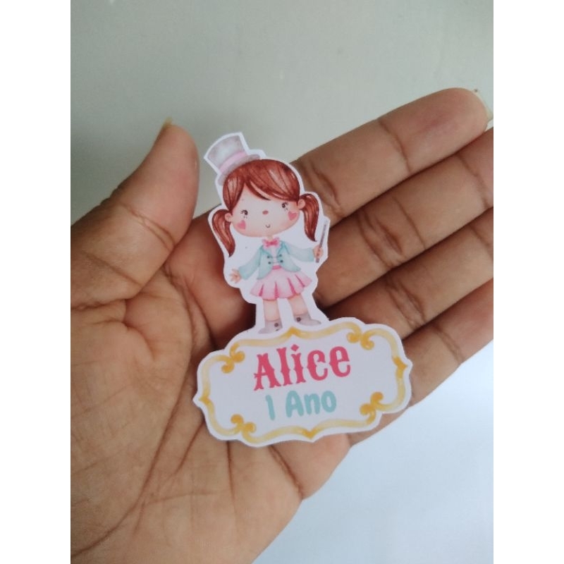 20 aplique para tubetes Circo Rosa - Festa Infantil -lembrancinhas Personalizadas