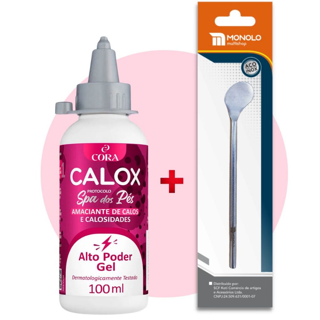 Kit Amaciante removedor Calos + Espátula Bisturi SPA Pés Podóloga Pedicure Gel Cora Calox Calcanhar