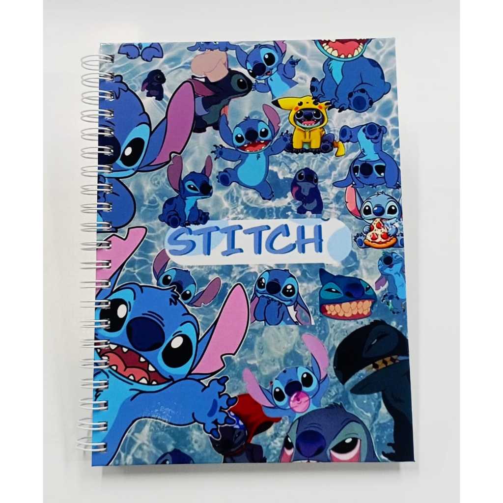 Caderno Stitch com adesivos Capa dura com 96 folhas 1 matéria  20x27,5cm  COD.11 em Oferta na Shopee