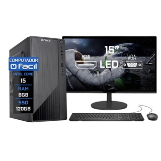 Computador Completo Fácil Intel Core I5, 8GB RAM, SSD 120GB, Monitor 15" LED - Teclado e Mouse em Oferta na Shopee