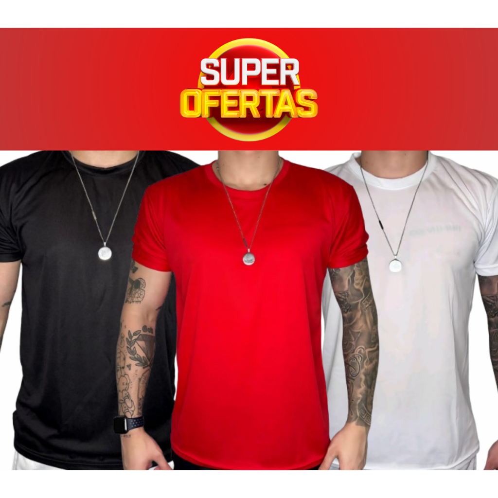 Kit 3 Camisetas Dry Fit Proteção UV 50+ Resistente Caminhada Corrida Musculação
