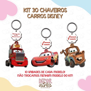 Carros Disney - KITS VARIADOS - Chaveiro Personalizado MDF brilhoso Lembrancinha infantil em Oferta na Shopee