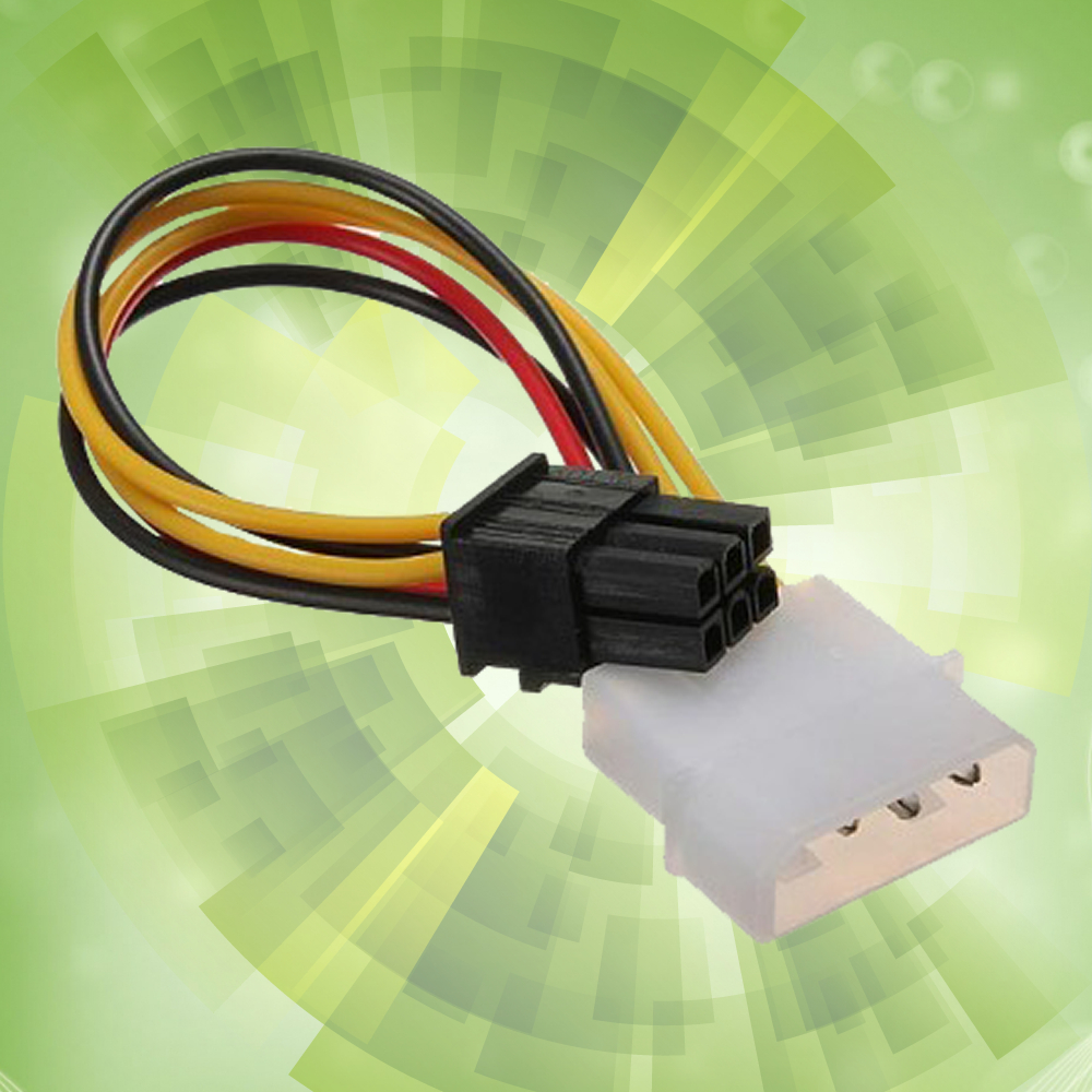 Cabo De Força Pci-e Placa De Video 6 Pinos Adaptador Fonte Molex 6 Pin
