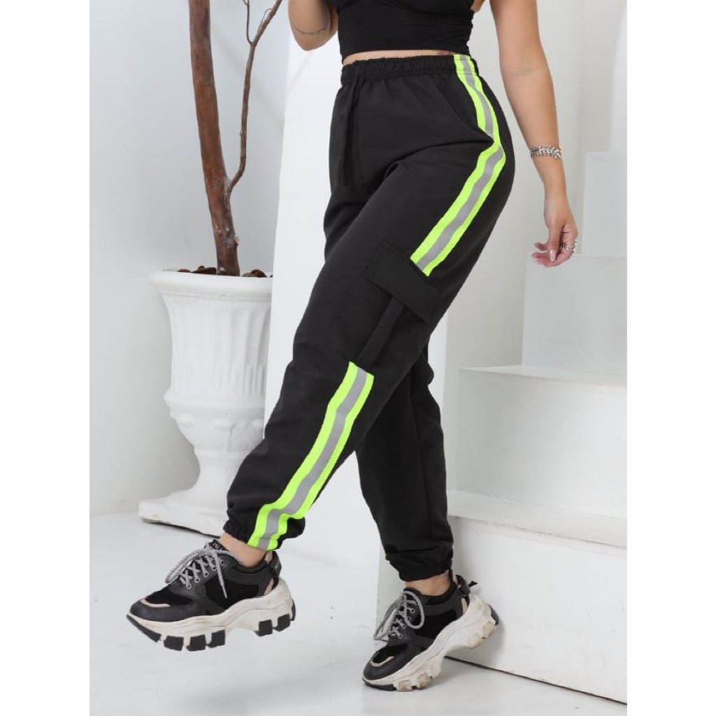 Calça Cargo Jogger PREMIUM VICTORIA FEMININA com FAIXAS LATERAIS REFLETIVAS TACTEL em Oferta na Shopee