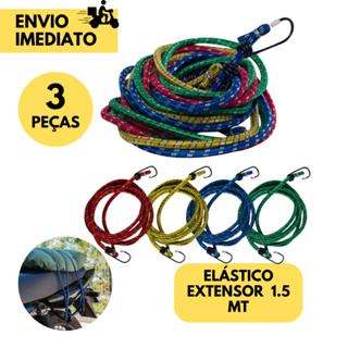Kit 3 Corda Elástica p/ Bagageiro com 2 Ganchos Tam 1,50mt x 8mm Moto Motoboy Amarrar Bagagens Bike Coloridos 3 Unidades em Oferta na Shopee