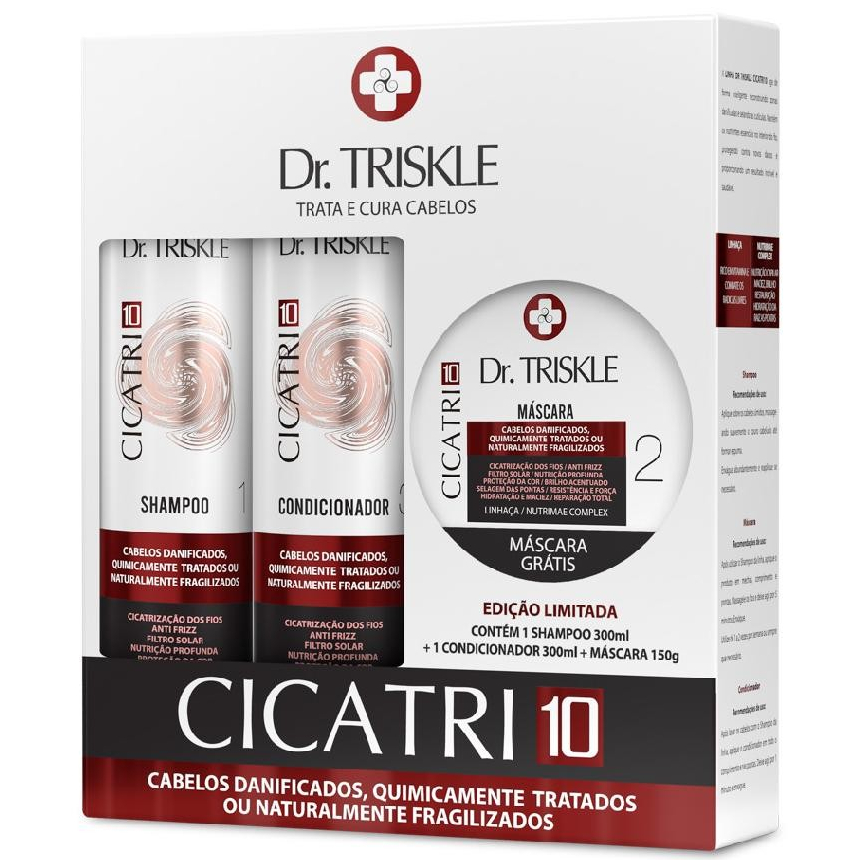 Kit Dr. Triskle Cicatri 10 Shampoo 300ml Condicionador 300ml Máscara Reparação Cicatrização 150g em Oferta na Shopee