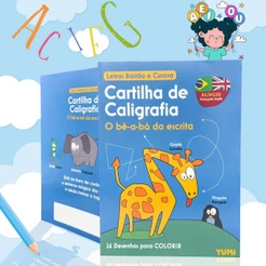 Livro Cartilha de Caligrafia Alfabetização Bilíngue Português-Inglês Exercícios Atividades Escolar