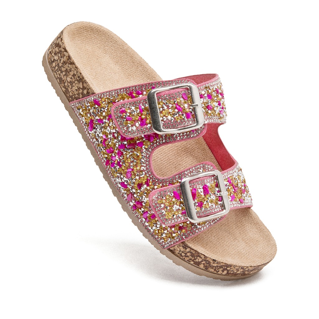 Sandália Feminina Rasteirinha  sandálias rasteiras de strass Fivela de sapato ajustável papete feminina em Oferta na Shopee