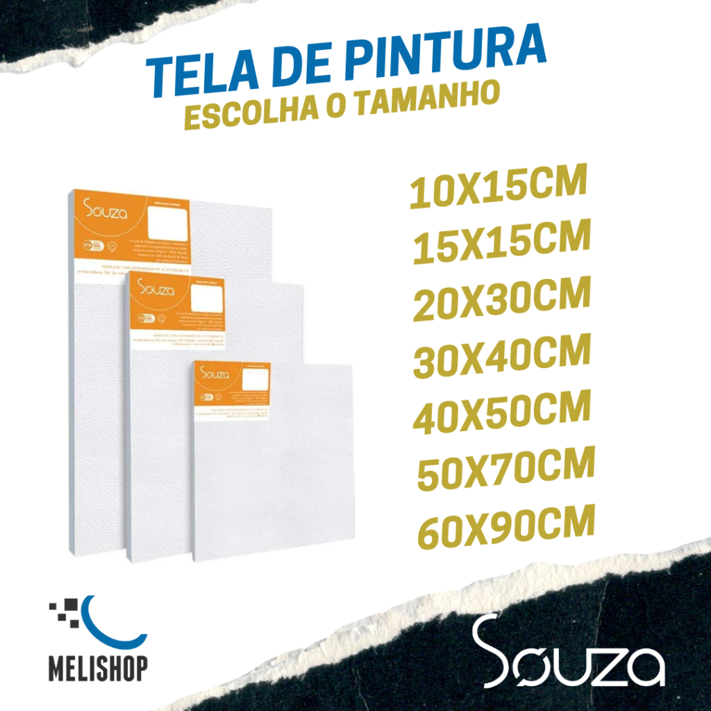 Tela de Pintura Souza e Cia 10x15 16x22 15x15 20x20 20x30 30x40 40x50 40x60 50x70 60x90 Original em Oferta na Shopee