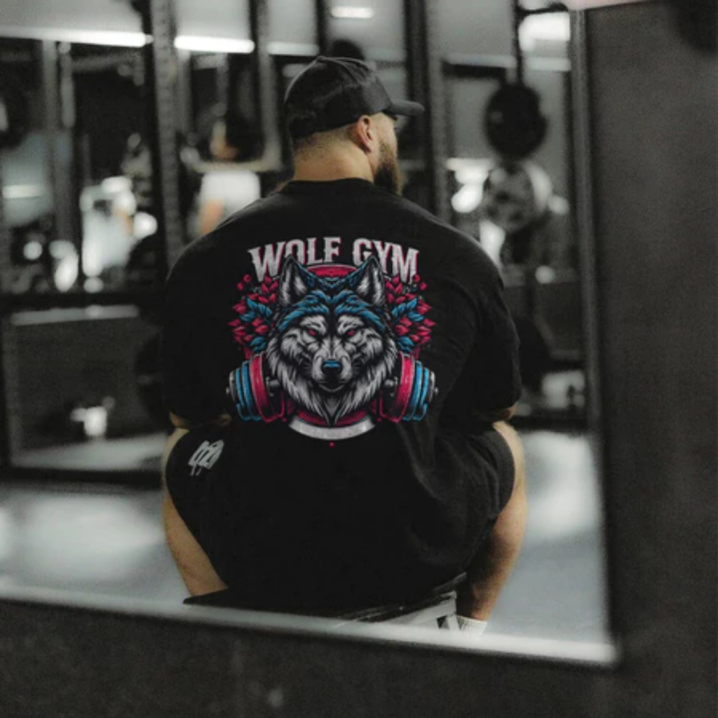 Camiseta Oversized Academia Lobo Gym Estampada Lançamento