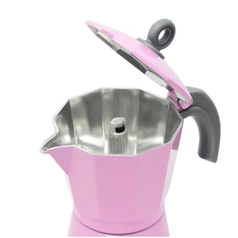 Cafeteira Italiana de Alumínio Café Expresso 3 Xícaras ou 6 Xícaras Moka Express Aço Rosa Cafeteira Rápida Puro