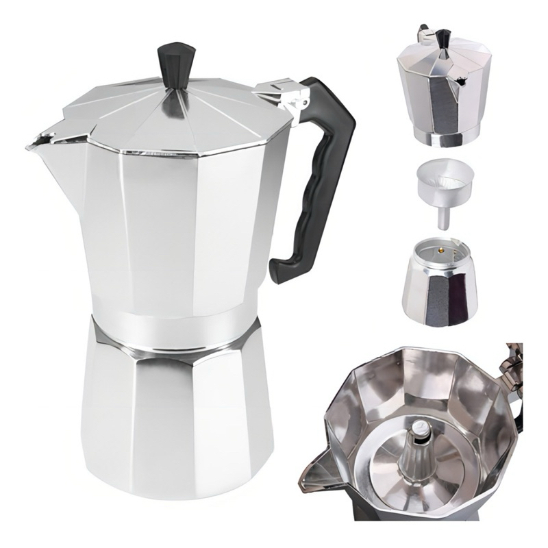 Cafeteira Italiana de Alumínio Café Puro Expresso 3 Xícaras ou 6 Xícaras Moka Express Aço Inox Rosa Cafeteira Rápida