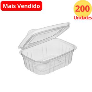 200 Unid Embalagem Pote Retangular 250ml com Tampa Articulada PF 88 em Oferta na Shopee