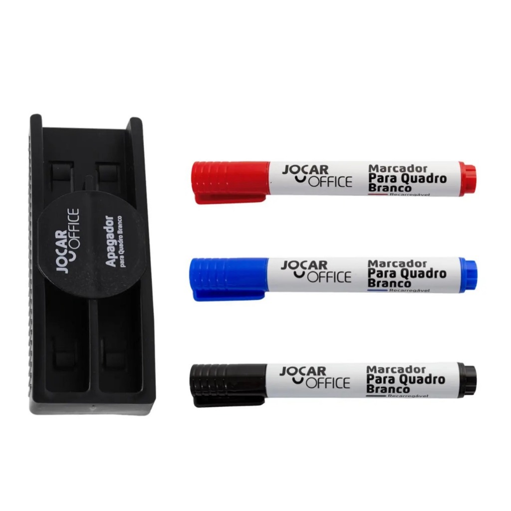 KIT MARCADORES E APAGADOR QUADRO BRANCO RECARREGAVEL LEO&LEO