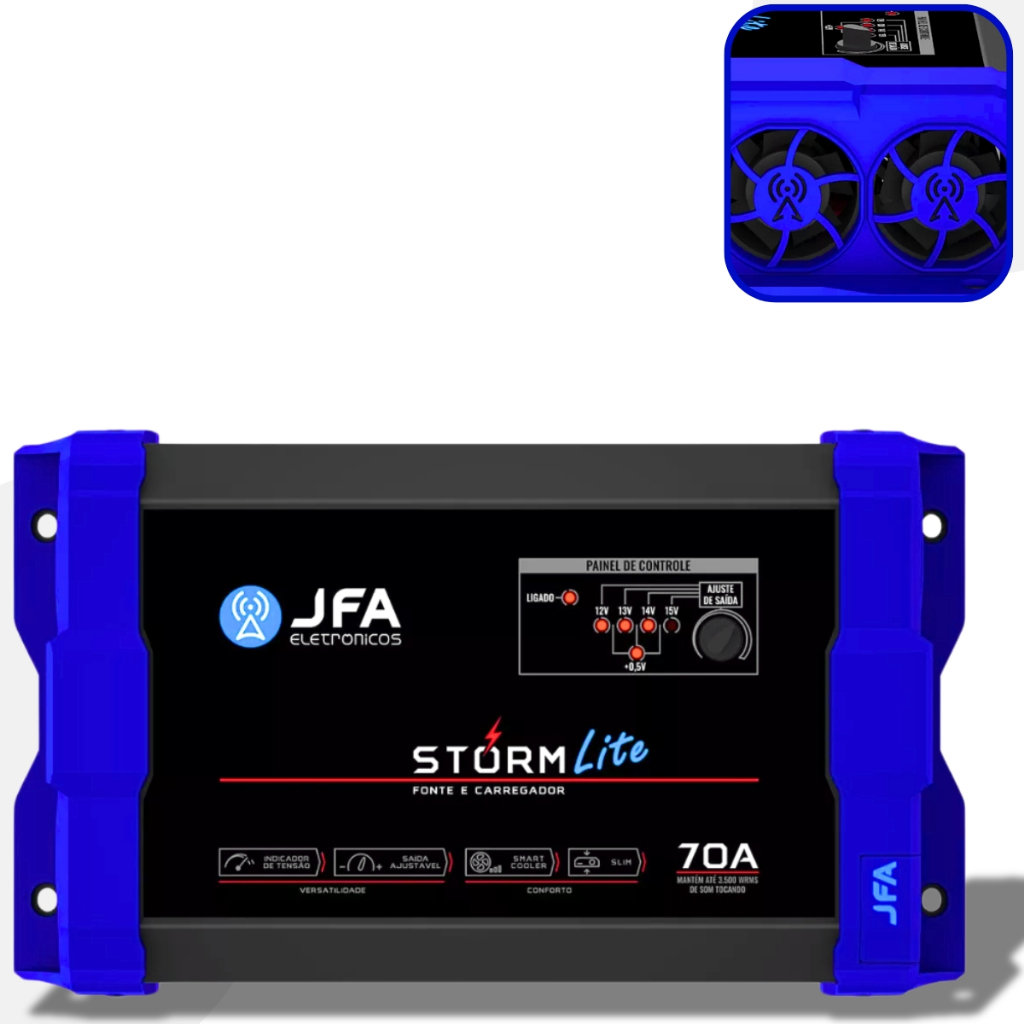 Fonte Carregador De Bateria Jfa 70A Lite Storm Slim Bivolt