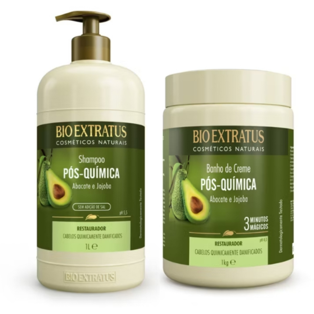 Bio Extratus Kit Pós Química (Shampoo 1L e Banho de Creme 1Kg) em Oferta na Shopee
