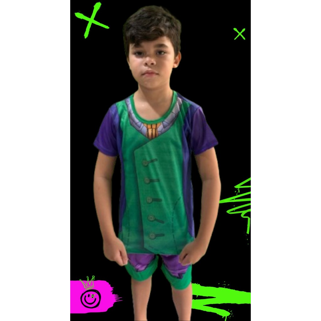 Conjunto Masculino Coringa Infantil e Adulto para Carnaval