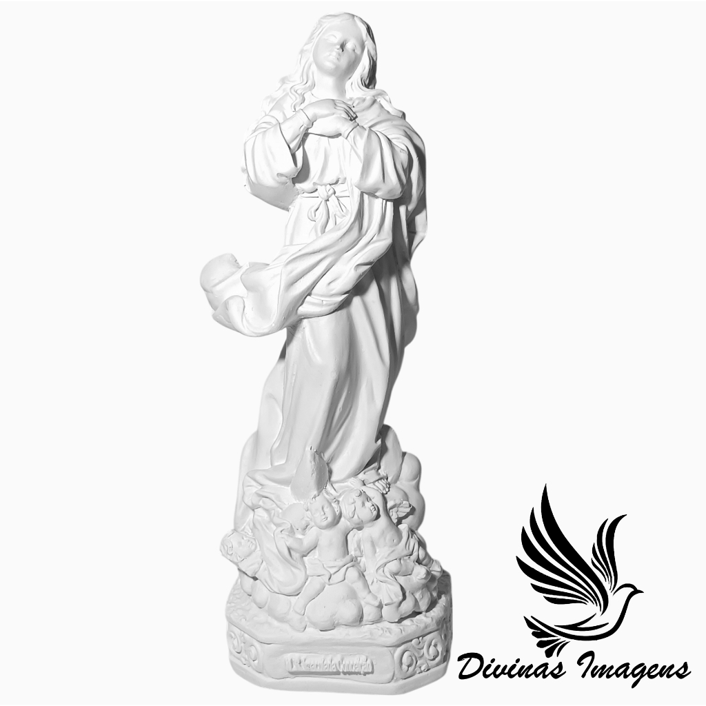 Imagem Nossa Senhora Imaculada Conceição 30cm Gesso Cru Retocado de alta qualidade artesanal em Oferta na Shopee