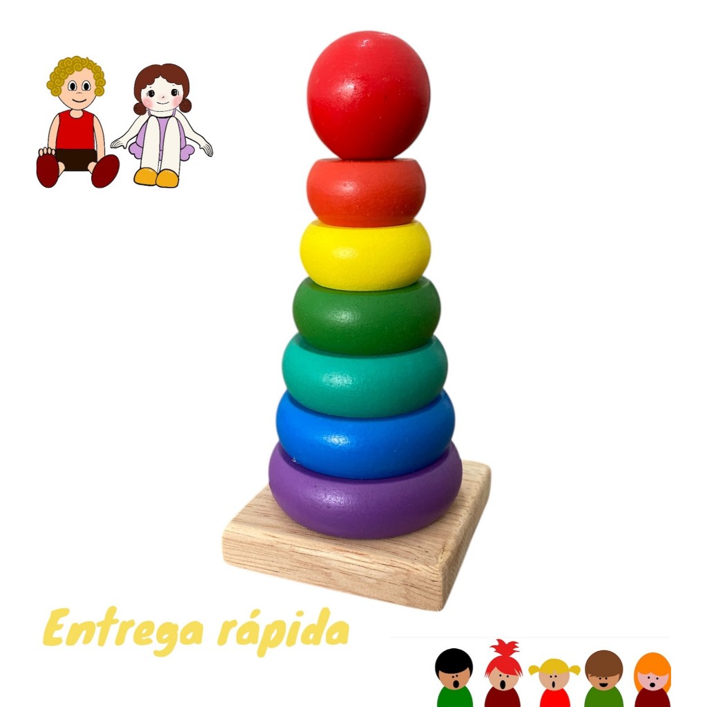 Torre Colorida Educativo Montessori Brinquedo Para Criança