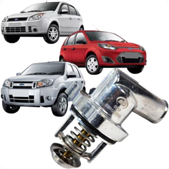 Válvula Termostática Com Conector Plug Eletrônico Fiesta Ka 1.0 1.6 Zetec Rocam Flex Ecosport Focus.