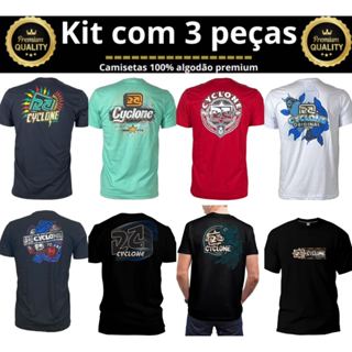 blusa masculina, kit com 3 peças, camisa masculina Syclone, 100% algodão fio 30.1. em Oferta na Shopee