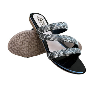 Rasteirinha Sandalia Lolitta Fashion Feminina Z Strass Grosso Moda Verão Tendencia