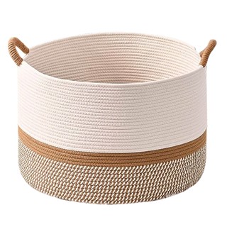 Cesto Organizador de Roupas / Brinquedos - Tamanho Grande 51cm x 33cm - 100% Corda Algodão Costura Reforçada - Marrom em Oferta na Shopee