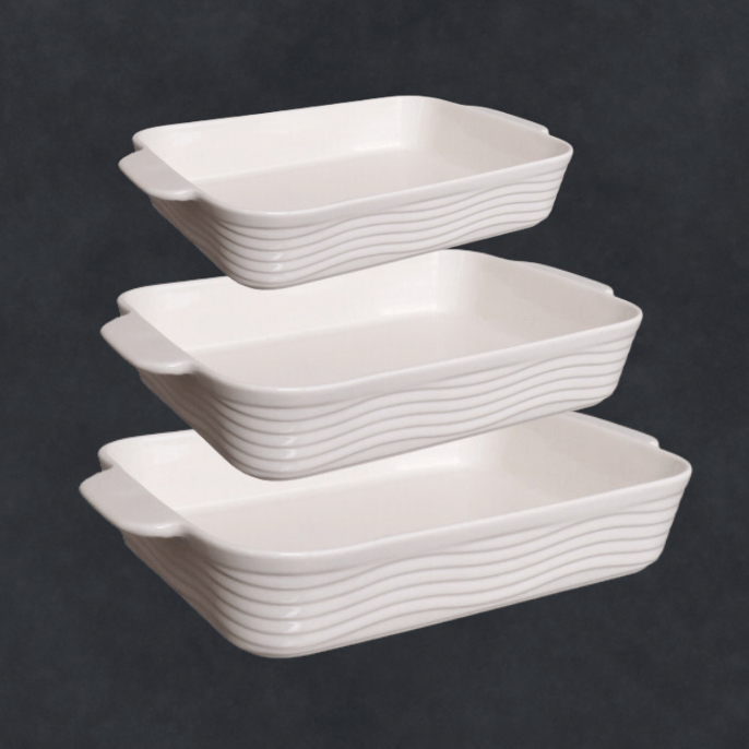 Travessa Assadeira Refratárias Alça Porcelana Branca